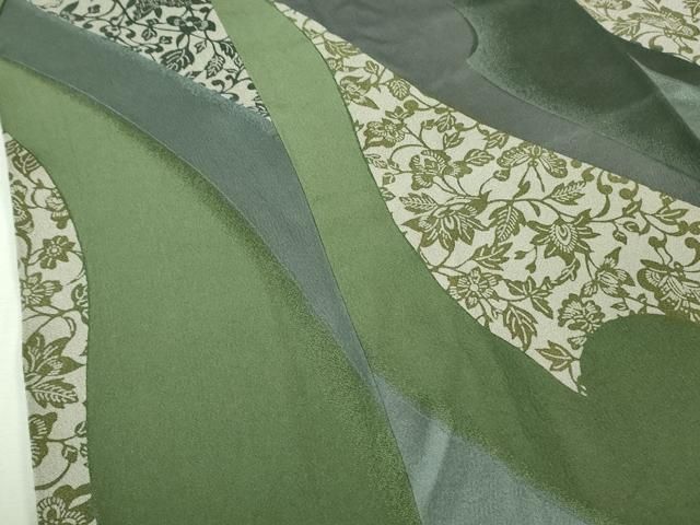 平和屋着物□極上 道中着 ロング丈 型染 舞蝶花文 逸品