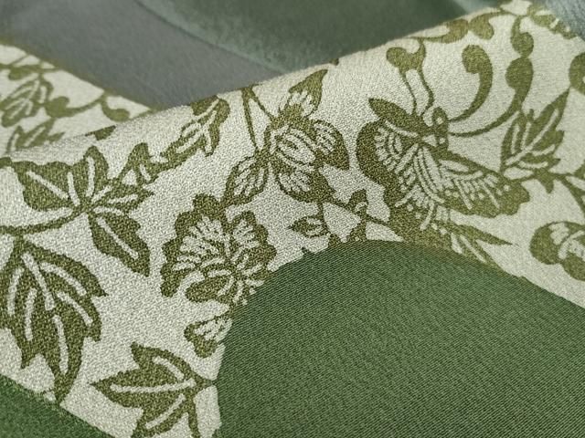 平和屋着物■極上　道中着　ロング丈　型染　舞蝶花文　逸品　DZAB1168kh5 平和屋着物□極上 道中着 ロング丈 型染 舞蝶花文 逸品 DZAB1168kh5