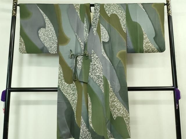 平和屋着物 上 道中着 ロング丈 型染 舞蝶花文 kh 5