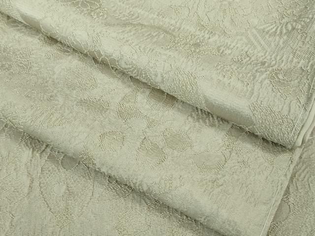 平和屋着物 上 色無地 お召地 辻が花地紋 灰白色 kh 5