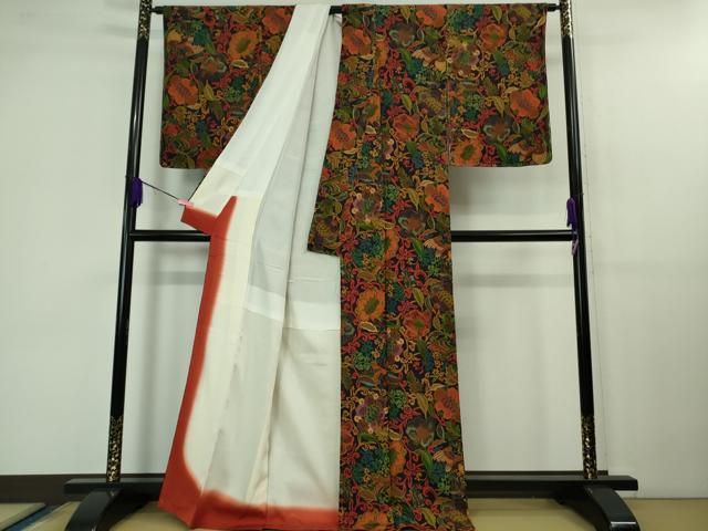 平和屋着物 上 小紋 鳳凰更紗花文 鬼しぼ縮緬 kh 5