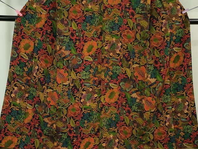  平和屋着物 上 小紋 鳳凰更紗花文 鬼しぼ縮緬 kh 5 小紋 着物