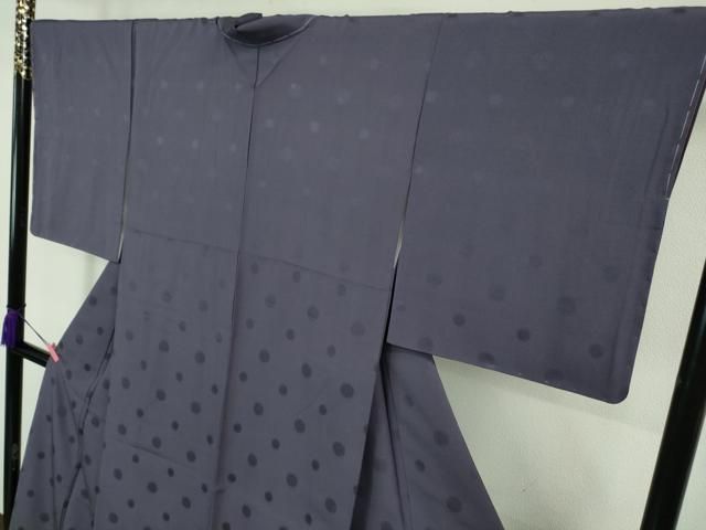 平和屋着物□極上 付下げ お召地 黒防染 丸地紋 菫色 伊