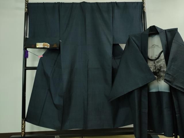 平和屋着物 上 男性 本場大島紬 アンサンブル キングサイズ 長羽織 100亀甲 総詰め 証紙付き DZAB1199kh5