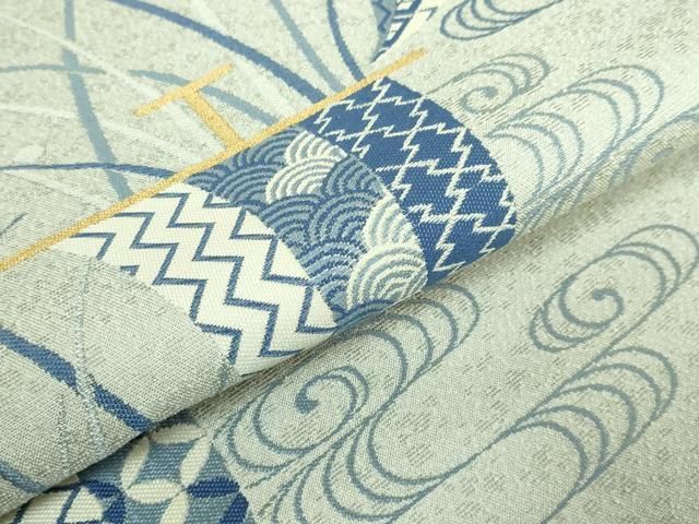  平和屋着物 上 人間国宝 五代 田畑喜八 太鼓柄袋帯 帆掛け舟 金糸 kh 5 袋帯 帯