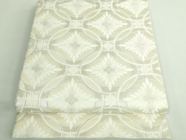 平和屋着物 上 六通柄袋帯 唐織 花菱文 銀糸 kh 5