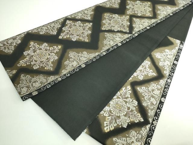  平和屋着物 上 六通柄袋帯 花菱文 黒地 金銀糸 kh 5 袋帯 帯