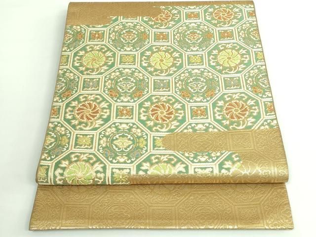 平和屋着物 上 西陣 川島織物 太鼓柄 本袋帯 蜀江花文 金糸 kh 5