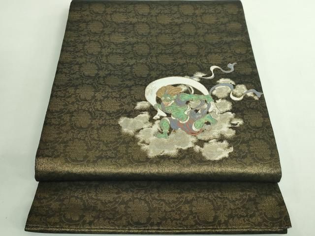 平和屋着物 上 両面 太鼓柄袋帯 風神 雷神 金糸 kh 5