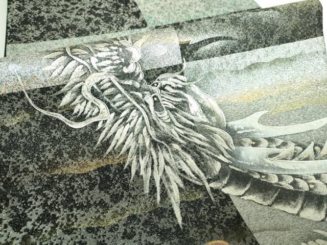  平和屋着物 上 太鼓柄袋帯 手描き 昇り龍 金銀彩 kh 5 袋帯 帯