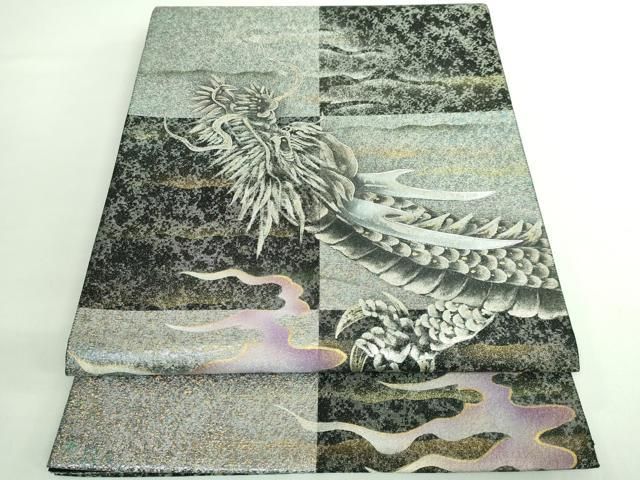平和屋着物 上 太鼓柄袋帯 手描き 昇り龍 金銀彩 kh 5