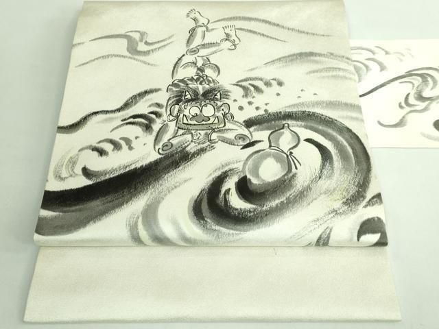 平和屋着物 上 九寸名古屋帯 手描き 鬼 瓢箪 kh 5