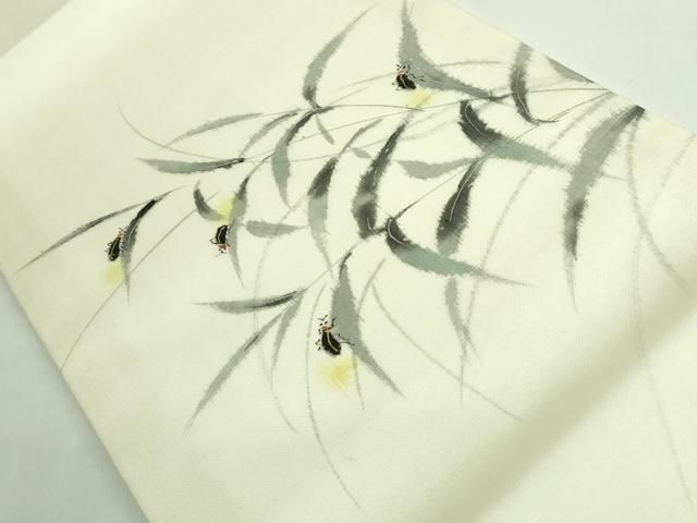 平和屋着物 上 夏物 九寸開き名古屋帯 手描き 蛍 金銀彩 kh 5