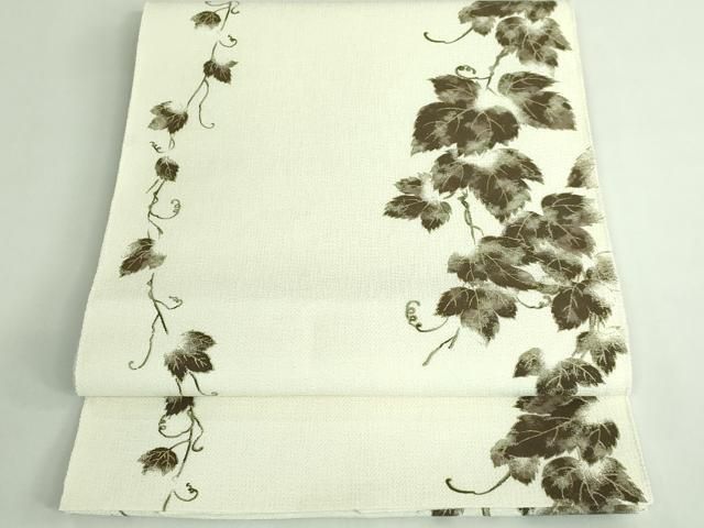 平和屋着物 上 織匠小平 八寸名古屋帯 スリーシーズン帯 絹麻 蔦の葉文 kh 5