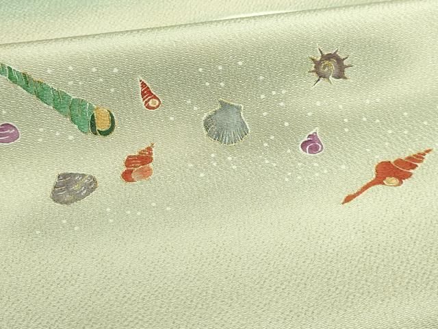  平和屋着物 上 九寸開き名古屋帯 刺繍 貝 金彩 鬼しぼ縮緬 kh 5 名古屋帯 帯