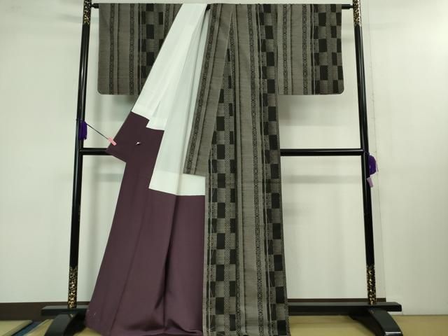 平和屋着物 上 本場大島紬 9マルキ 市松間道 kh 5