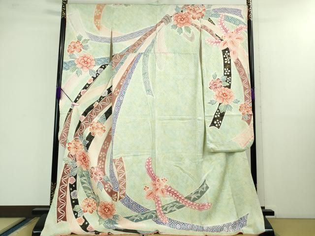 平和屋着物 上 振袖 絞り 束ね熨斗花文 暈し染め 金彩 kh 5