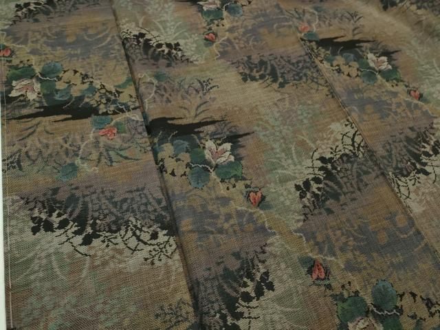  平和屋着物 上 本場大島紬 9マルキ 草花文 kh 5 紬 着物