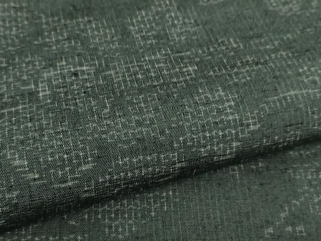  平和屋着物 上 結城紬 おく玉 80亀甲 手織 風景花文 藍墨茶色地 証紙付き kh 5 紬 着物