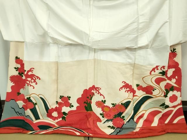 立波風景花文 金銀糸