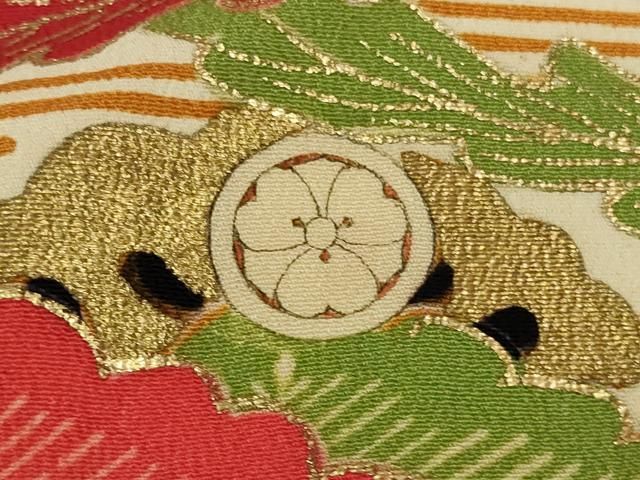 駒刺繍 立波風景花文