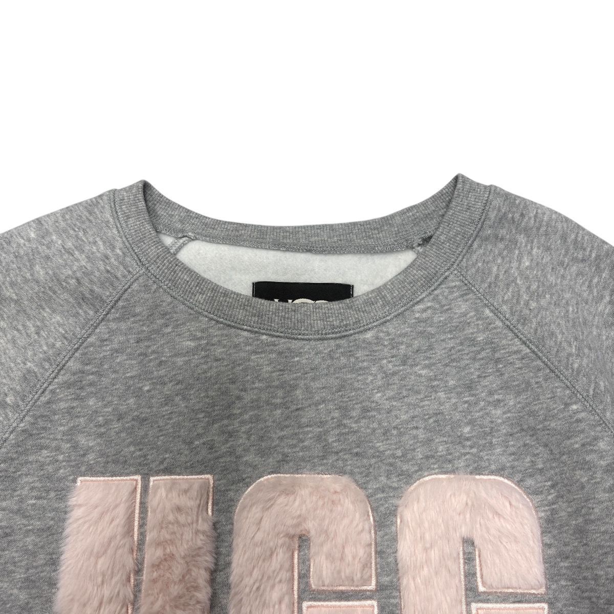 3458 UGG アグ マドリン ファジー ロゴ クルーネック 1123718 スウェット Mサイズ グレー ピンク Madeline Fuzzy Logo Crewneck