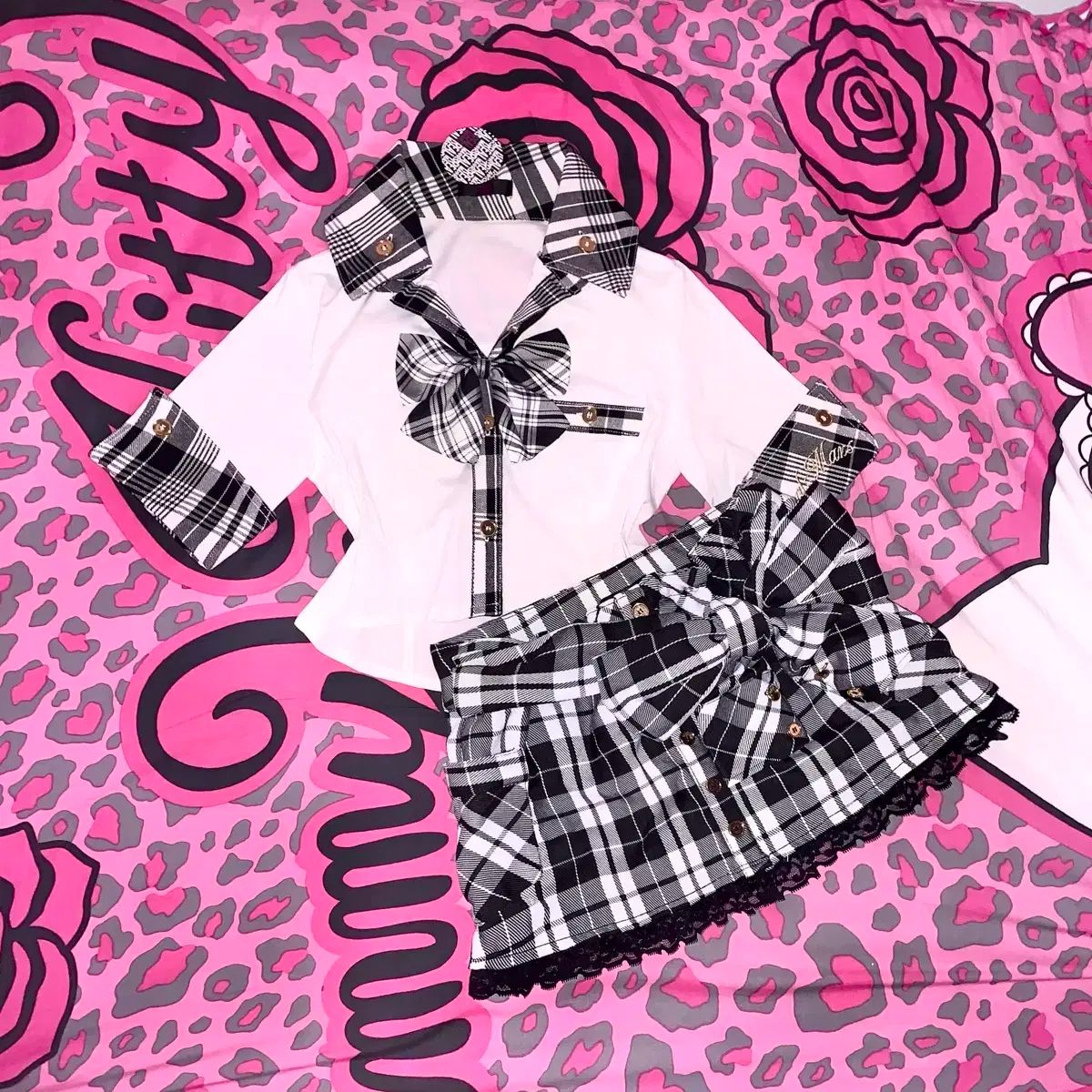 MA RS マズ スクールギャル リボン チェック スカート ギャル お姉さん ピンター 日本 ヴィンテージ