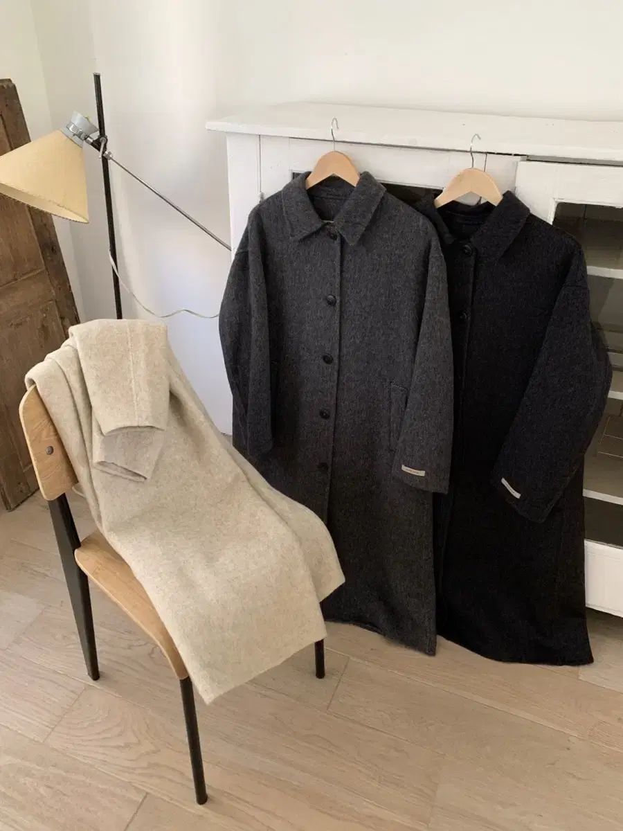 シングル ウール ハンドメイド コート グレー