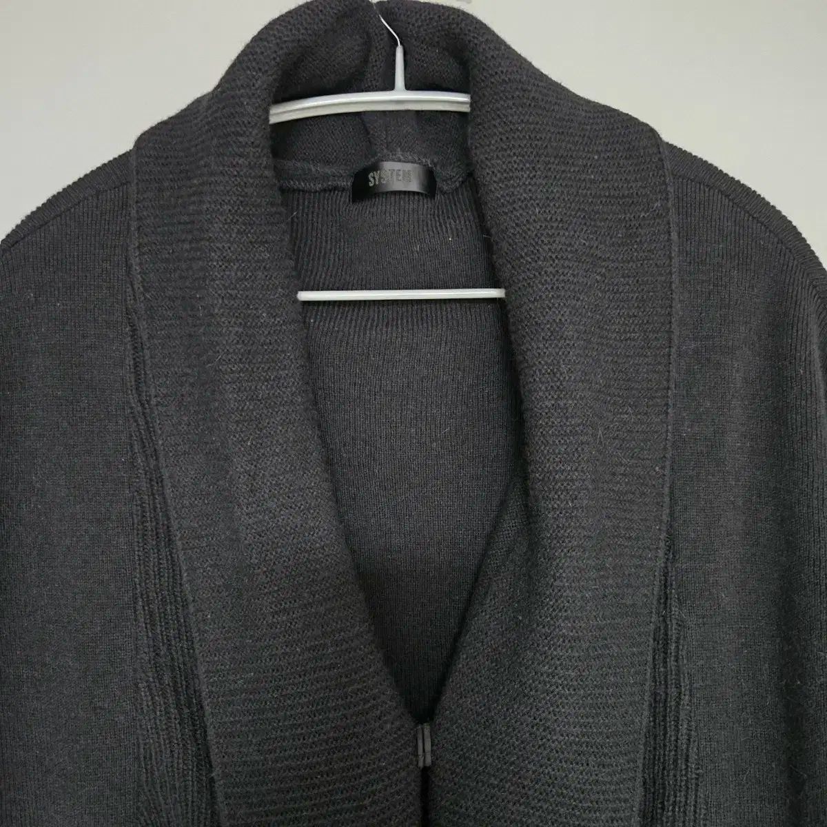 システム黒半袖ロングカーディガン