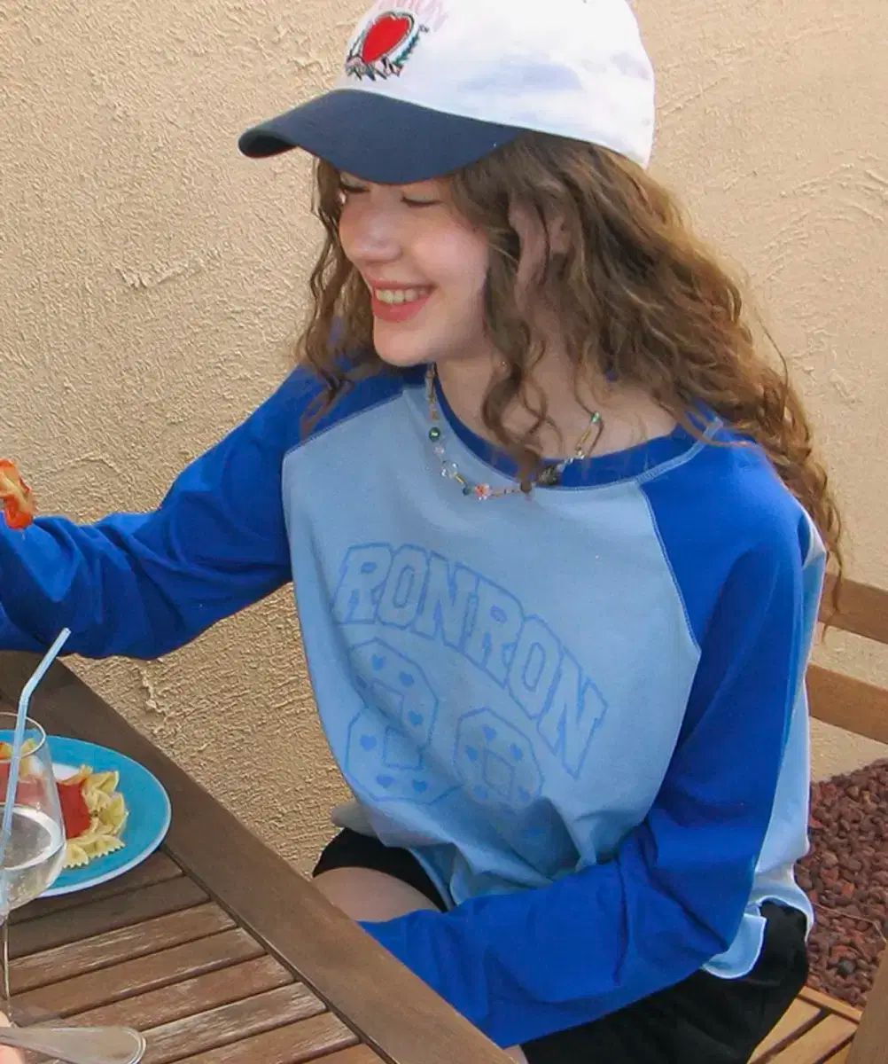 STITCH RAGLAN LONG SLEEVE SOFT BLUE ロンロン 半