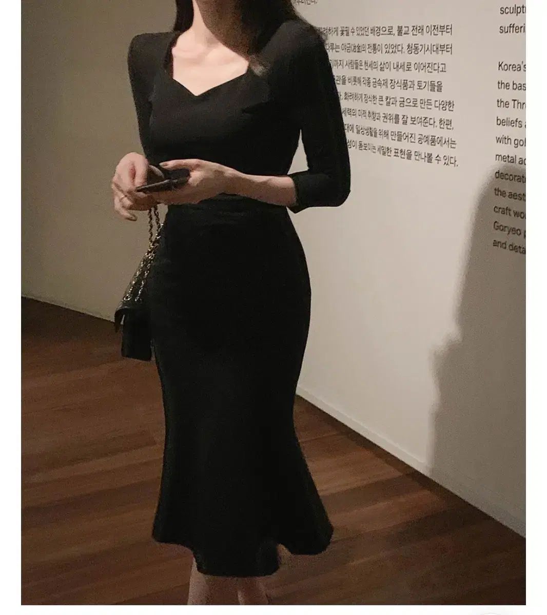 FROMDAYONE リーウム ハートスクエアネック マーメイド 훌ロング ONE PIECE ブラック s