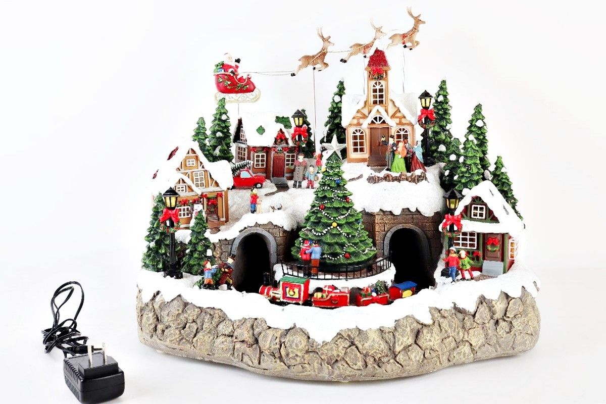 クリスマス スノー ホリデービレッジ LED 置物 オーナメント 音楽 オルゴール R2511-092