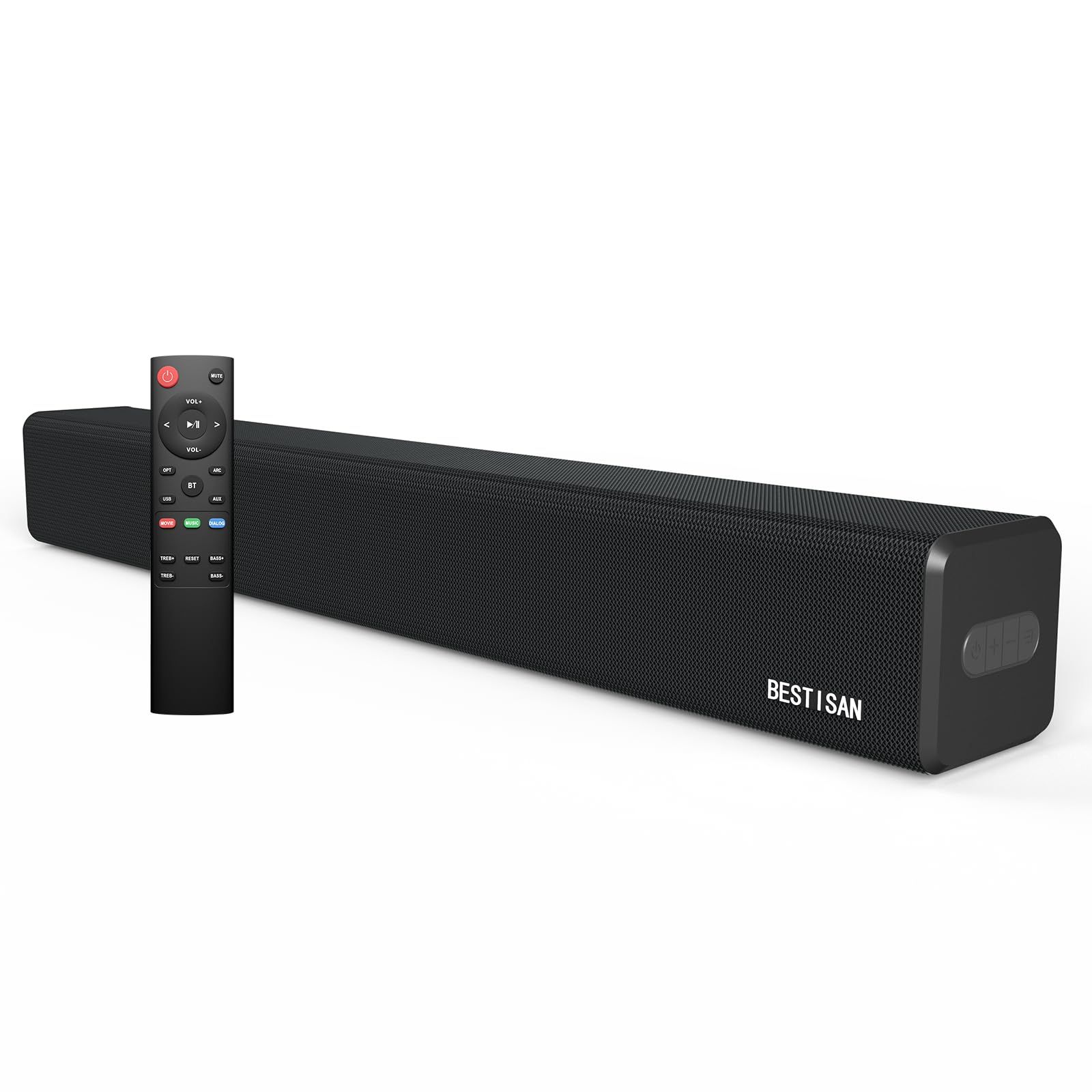 BESTISAN サウンドバー SG01テレビ用スピーカー 2.0ch PC用Soundbar シアターバー フルレンジスピーカー リモコン付き Bluetooth USB デジタル AUX HDMI ARC 対応 テレビ サブウーファー パソコン スマ