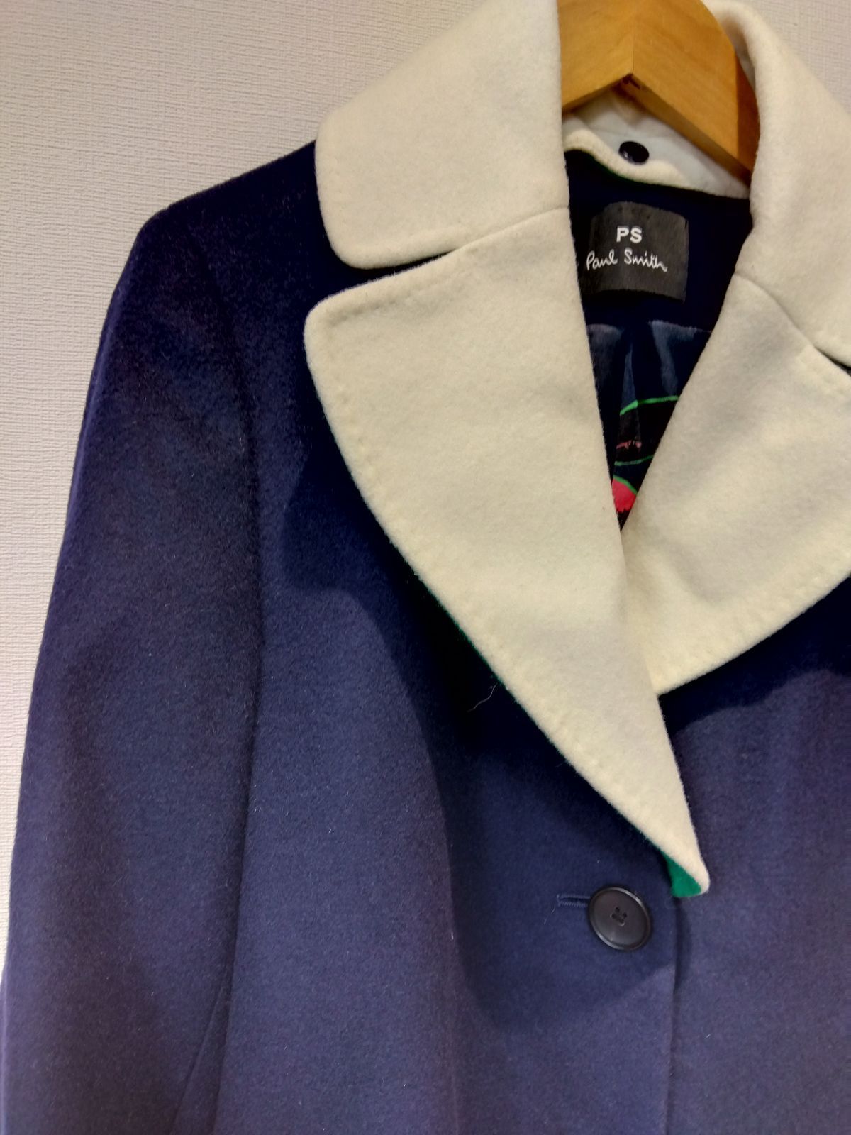 M20 Paul Smith ポールスミス コート ネイビー 羊毛 カシミヤ 軽い 裏地も Sサイズ