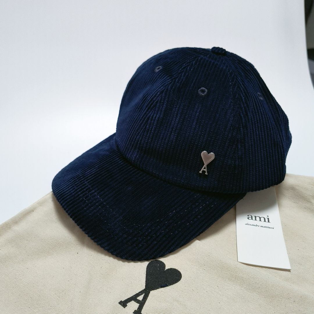 AMI PARIS キャップ コーデュロイ ロゴ 帽子 アミパリス