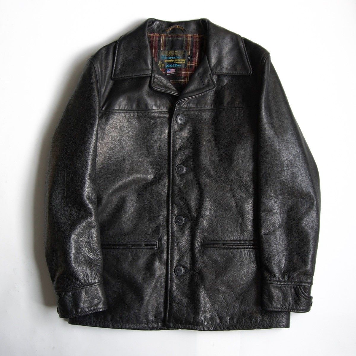 ビッグサイズ SCHOTT 533US 7420 レザー カーコート 42 ブラック レザー アメリカ製 ショット 25110147