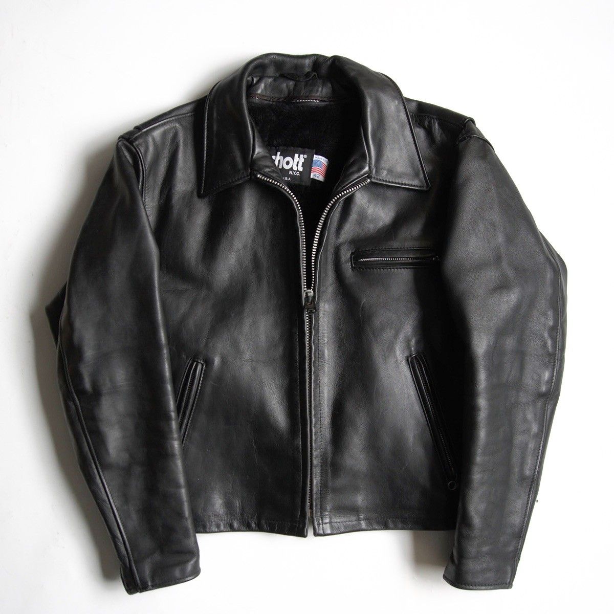 ビッグサイズ SCHOTT 643E シングルライダースジャケット 42 襟 レザー アメリカ製 ショット 25101269