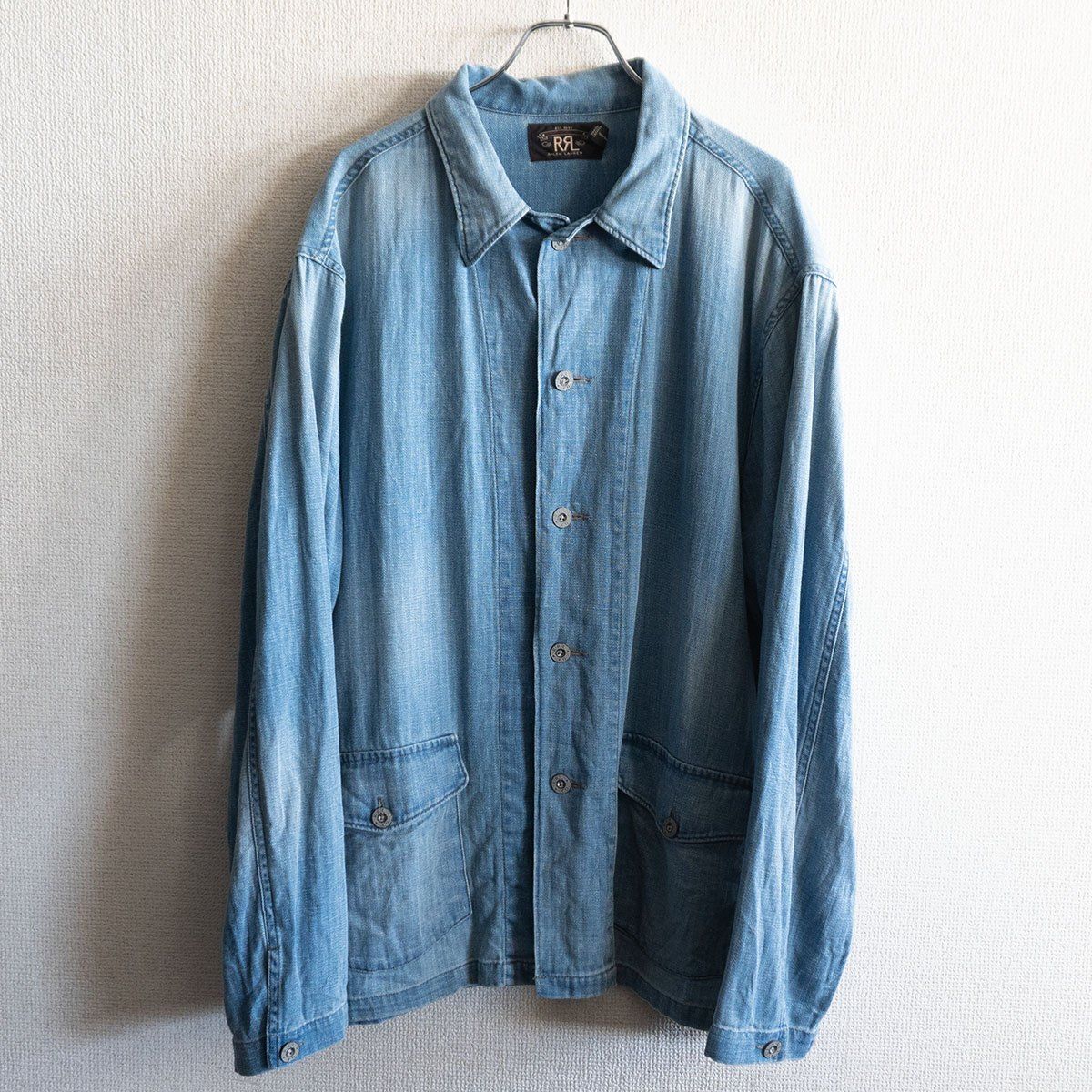 RRL INDIGO HBT ARMY COVERALL L インディゴ ヘリンボーン カバーオール ジャケット ダブルアールエル 25110133