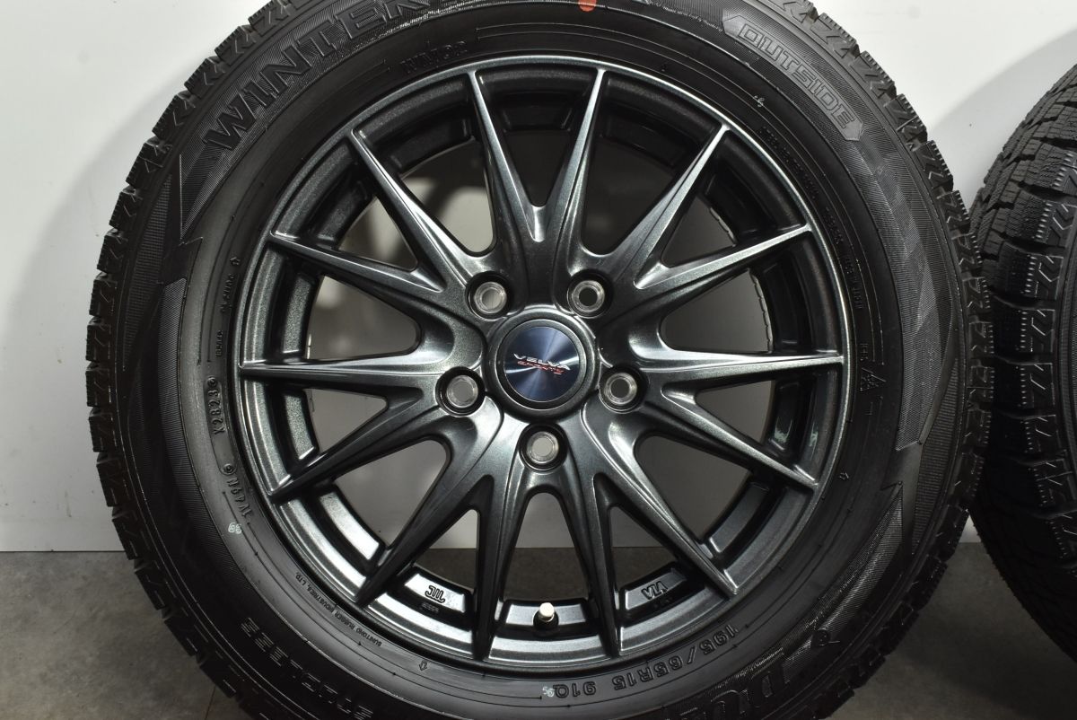  超バリ溝 VELVA 15 in 6 J 53 PCD 114 3 ダンロップ ウィンターマックス WM 02 195 65 R 製 ノア ヴォクシー ステップワゴン 15インチ タイヤ ホイールセット