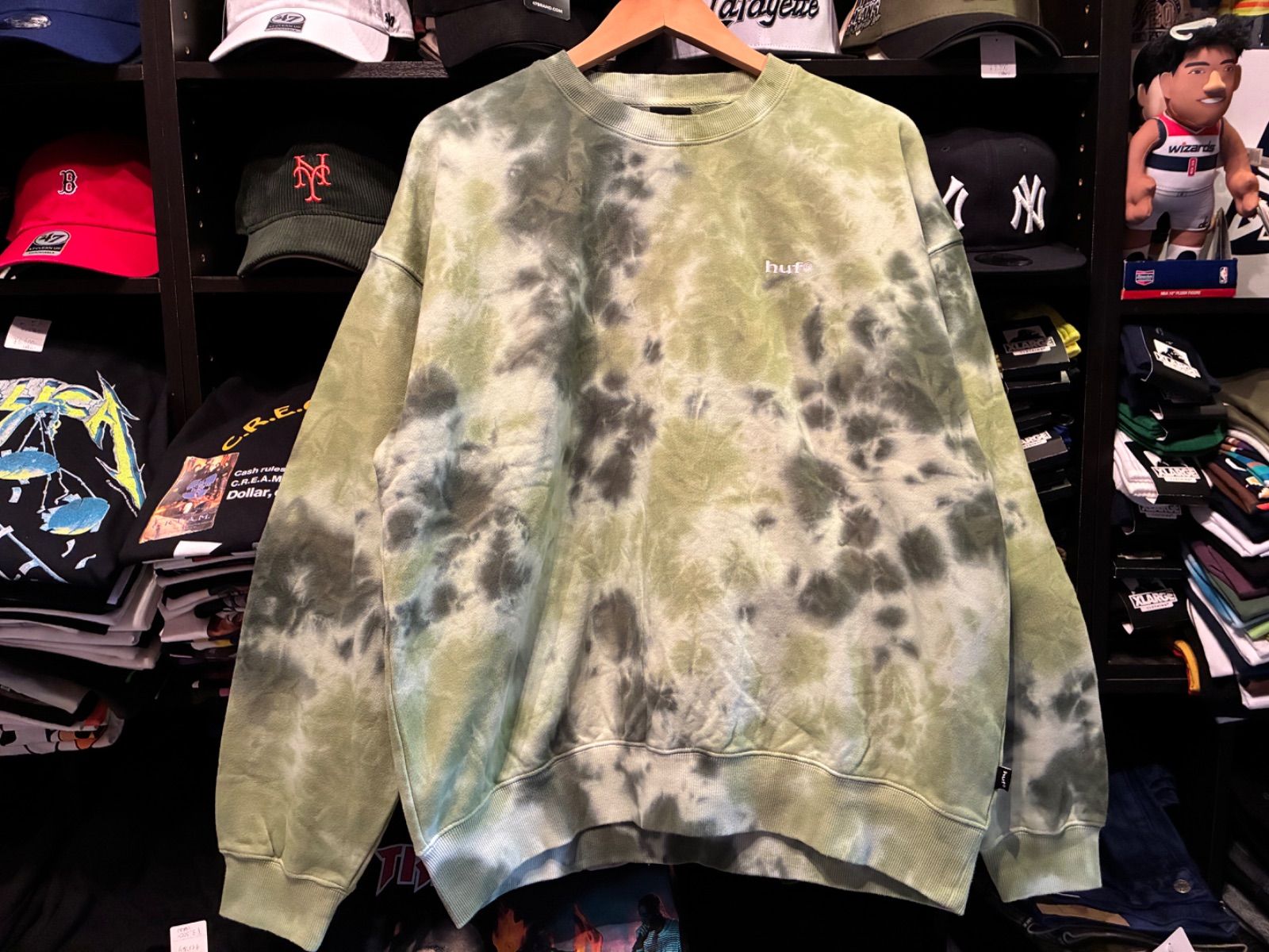 HUF TIE DYE 89 LOGO CREWNECK SWEATSHIRT GREEN Lサイズ