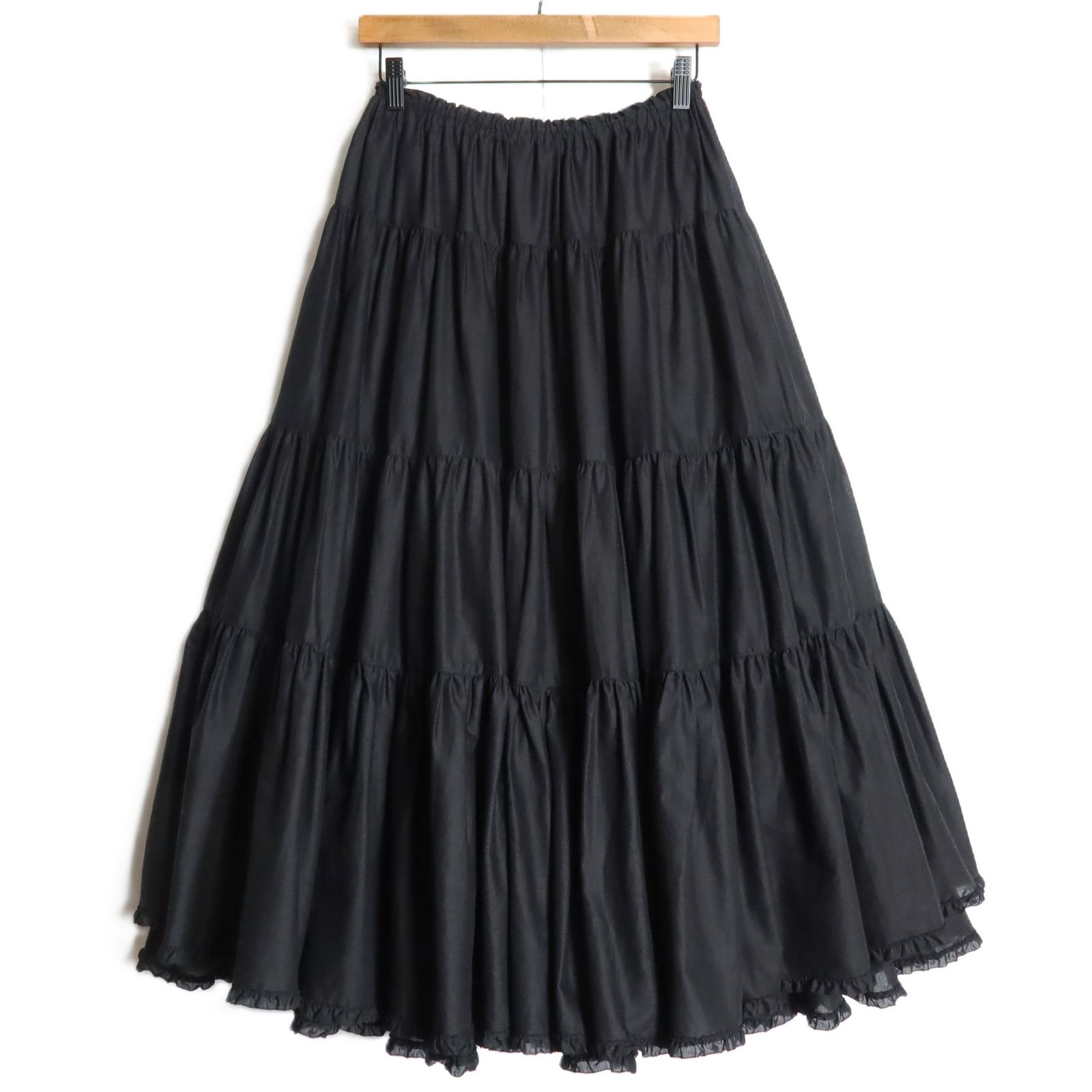 ピンクハウス♡激レア♡ニャーメイドプリント♡綿ローンのティアードスカート　黒 ピンクハウス♡激レア♡ニャーメイドプリント♡綿ローンのティアード