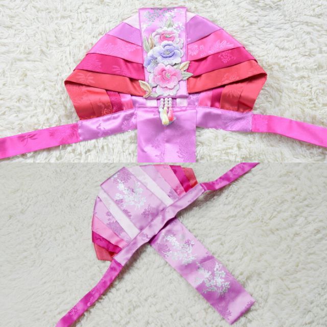 刺繍セットンピンククルレ帽子女の子用 100日～4才目安 kulre-11-s ギフト お土産 誕生祝 子供 女の子 チマチョゴリ ヘア飾り かわいい 七五三 韓服 帽子 髪飾り ピンク 幼稚園 年少