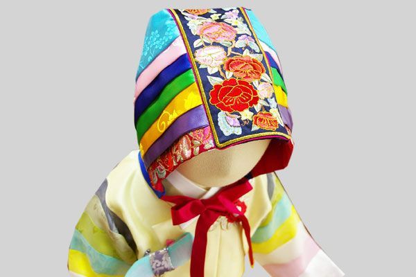 手刺繍セットン青クルレ帽子女の子用 100日～4才目安 kulre-9-s ギフト お土産 誕生祝