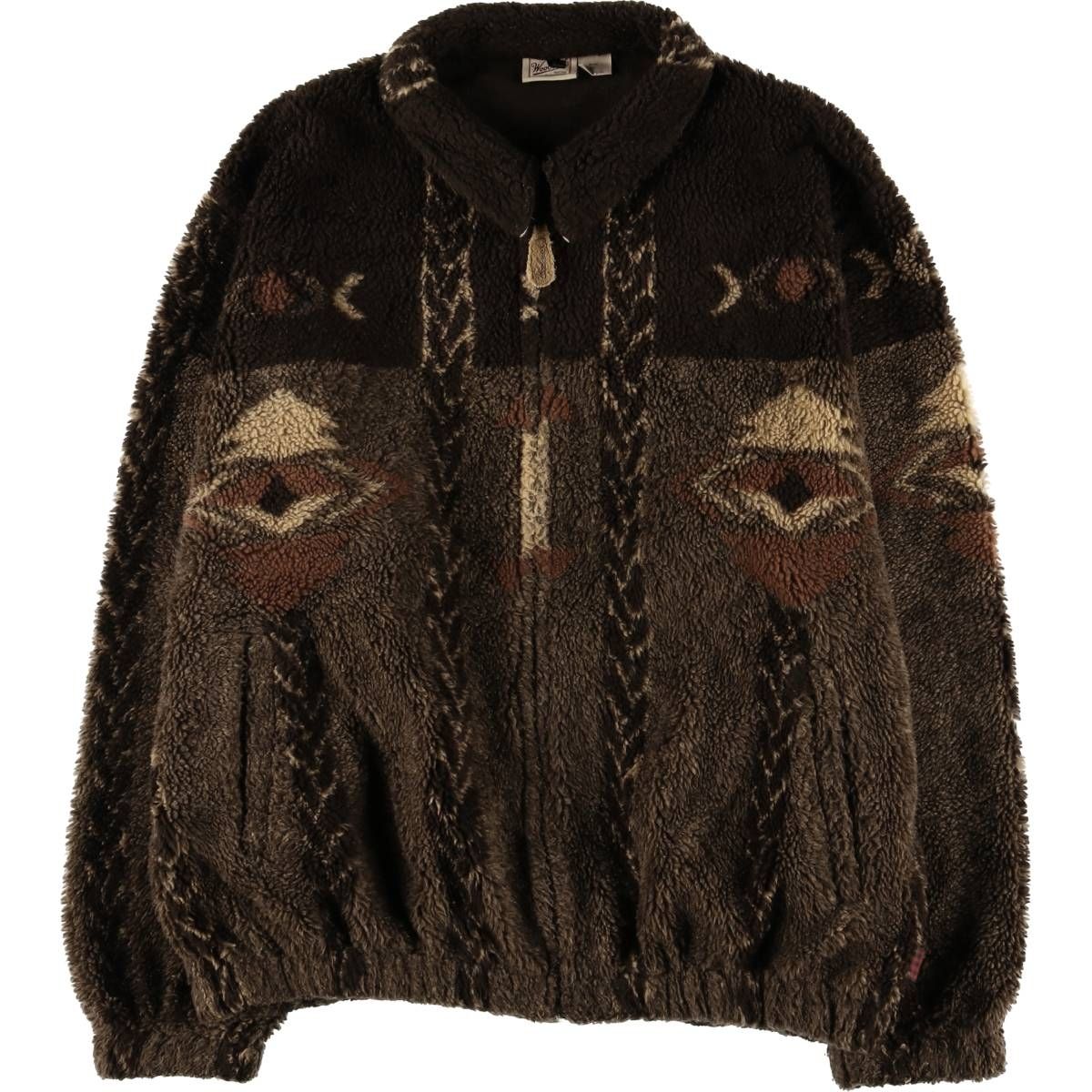 古着 90 00年代 ウールリッチ WOOLRICH 総柄 ネイティブ柄 スイングトップタイプ フリースジャケット メンズL相当 eaa574853