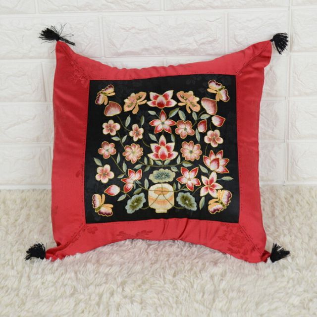 クッションカバー【45cmスクエア】全36色 エジプト綿(サテン織り・300TC) 【Pella】イニシャル刺繍 サテン クッション