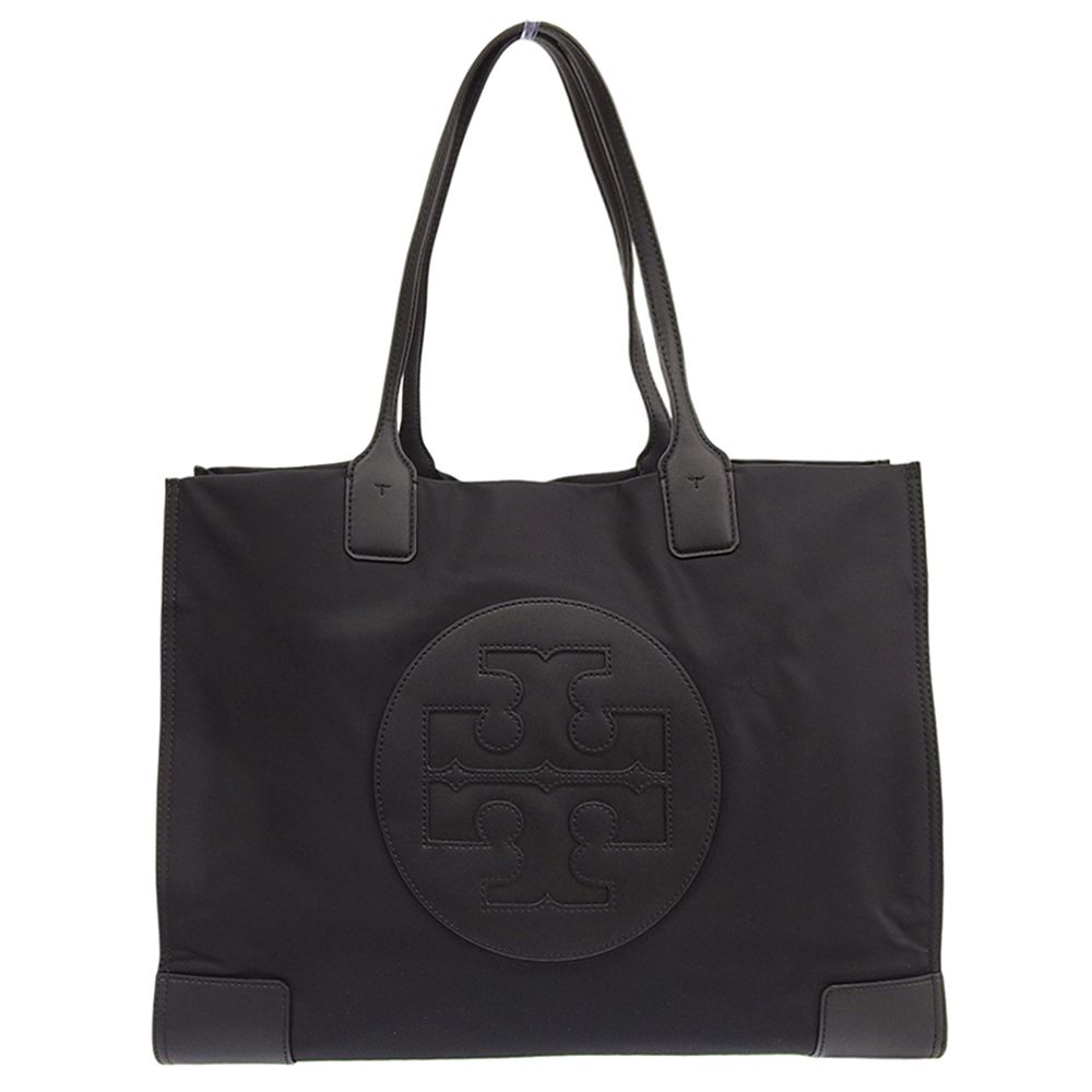 超 トリーバーチ Tory Burch 80479 ELLA エラ レザー ナイロン ショルダー ハンド トートバッグ 黒 レディース 程 定価34800円
