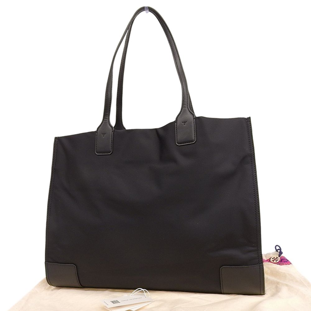 超 トリーバーチ Tory Burch 80479 ELLA エラ レザー ナイロン ショルダー ハンド トートバッグ 黒 レディース 程 定価34800円