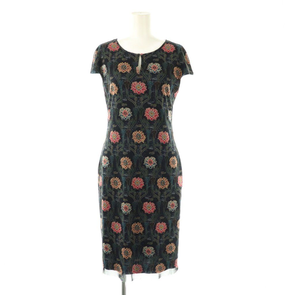 ヴィヴィアンタム VIVIENNE TAM 総柄 ワンピース ひざ丈 0 ネイビー