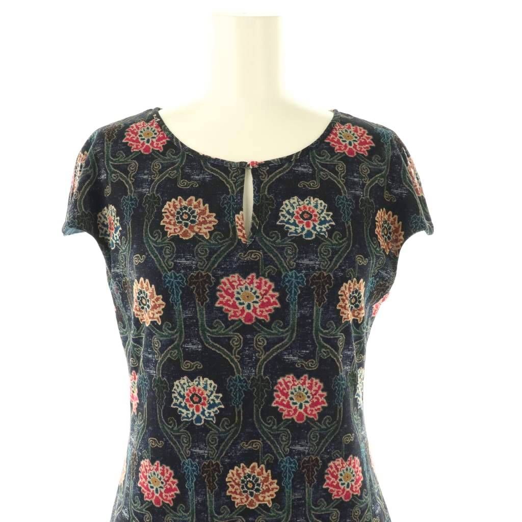 ヴィヴィアンタム VIVIENNE TAM 総柄 ワンピース ひざ丈 0 ネイビー