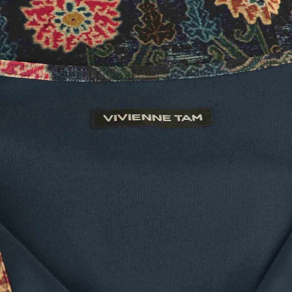 ヴィヴィアンタム VIVIENNE TAM 総柄 ワンピース ひざ丈 0 ネイビー